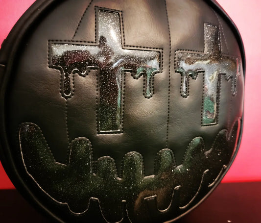 Crosses Black and Glitter Crossbody Bag